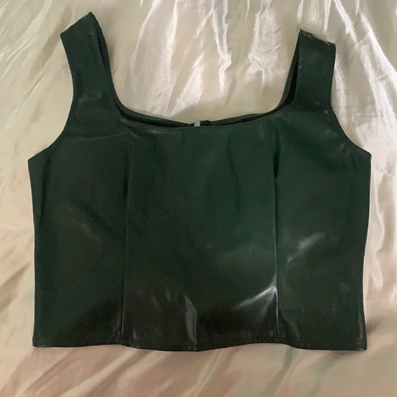 SHEIN Tops - BRAND NEW faux leather green corset top
